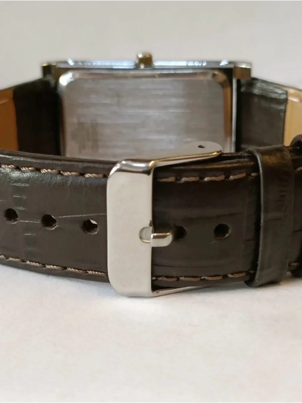 Seiko Silver Case White Dial Brown Leather Strap Men's Watch